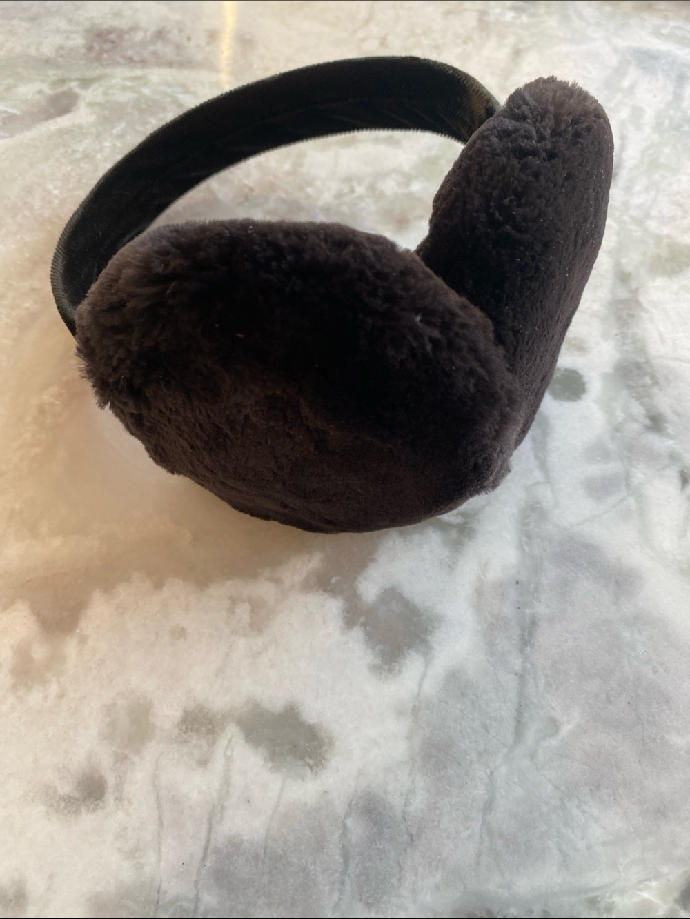 NWOT Genuine Sheared Mink Cozy Black Plush Earmuffs - Soft Winter Headband